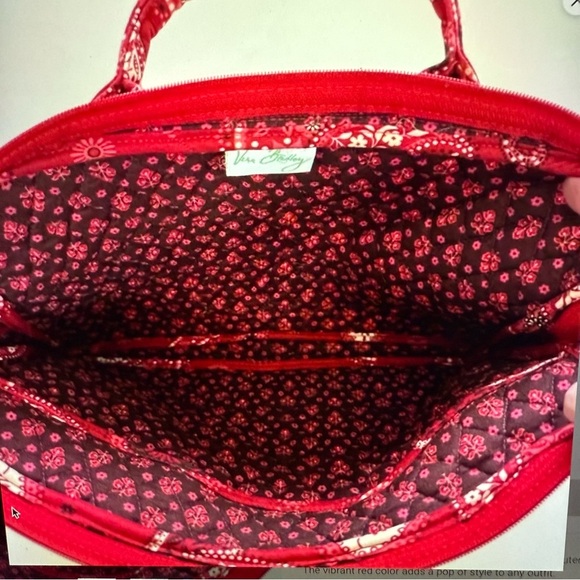 New Vera Bradley retired Mesa Red Bandana Paisley messenger bag laptop bag - Picture 4 of 8
